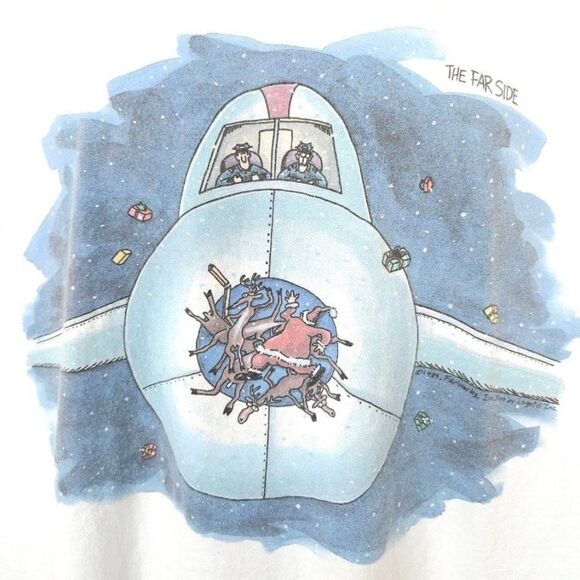 The Far Side Christmas T Shirt Mens Size XL Vintage 80s Santa Claus Cartoon - Picture 2 of 7
